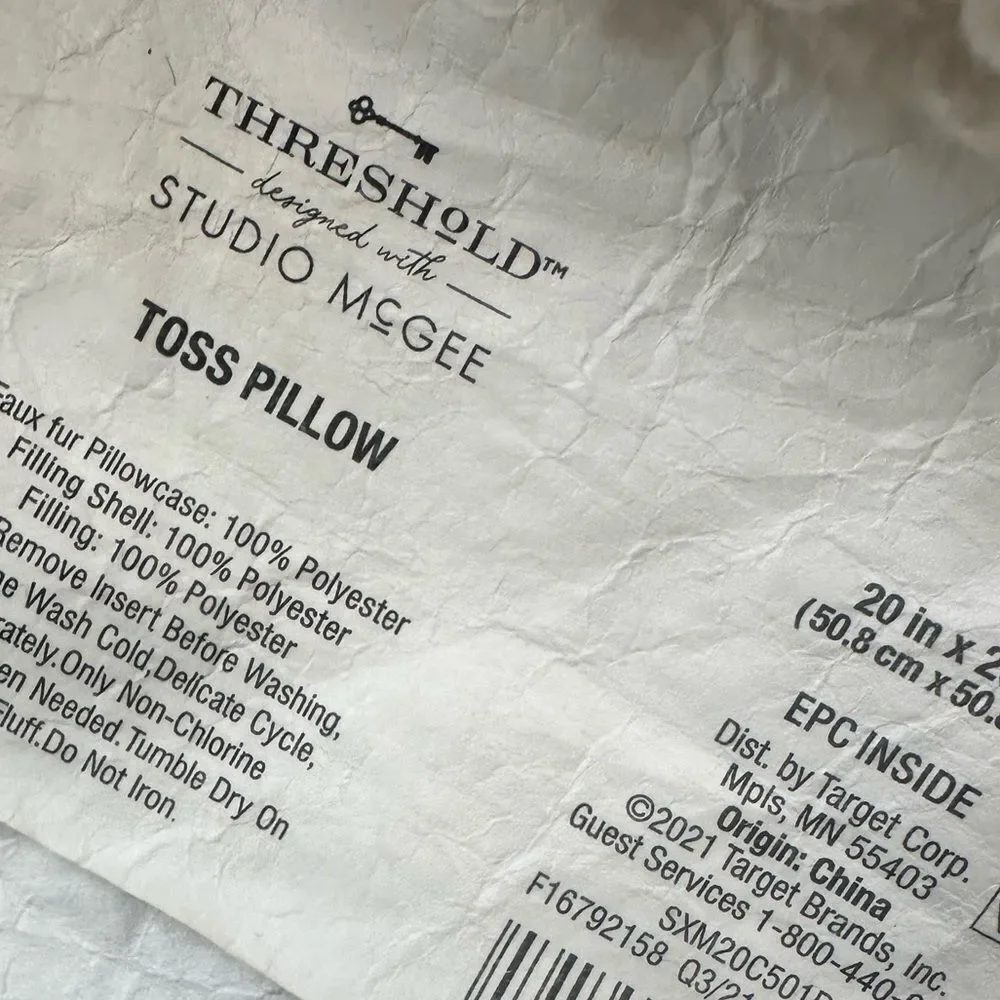 Threshold Studio McGee Faux Fur Cream Pillow Covers (2)